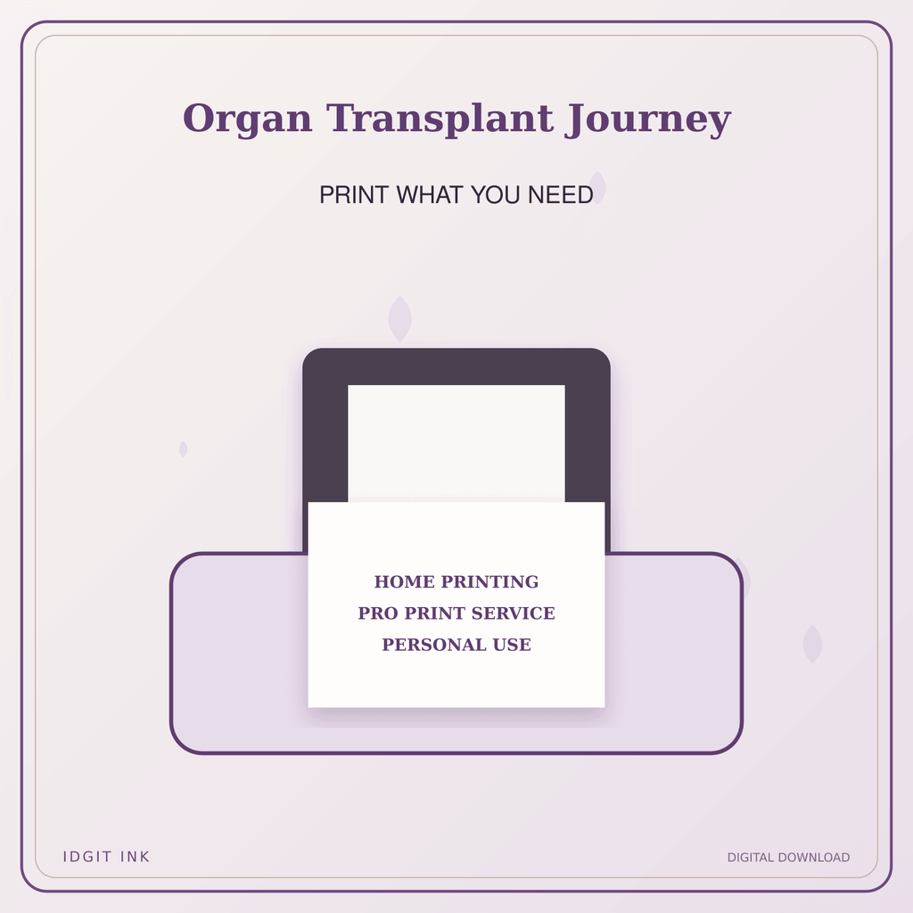 Idgit Ink Organ Transplant Journey deluxe journal and planner bundle — home and professional printing information