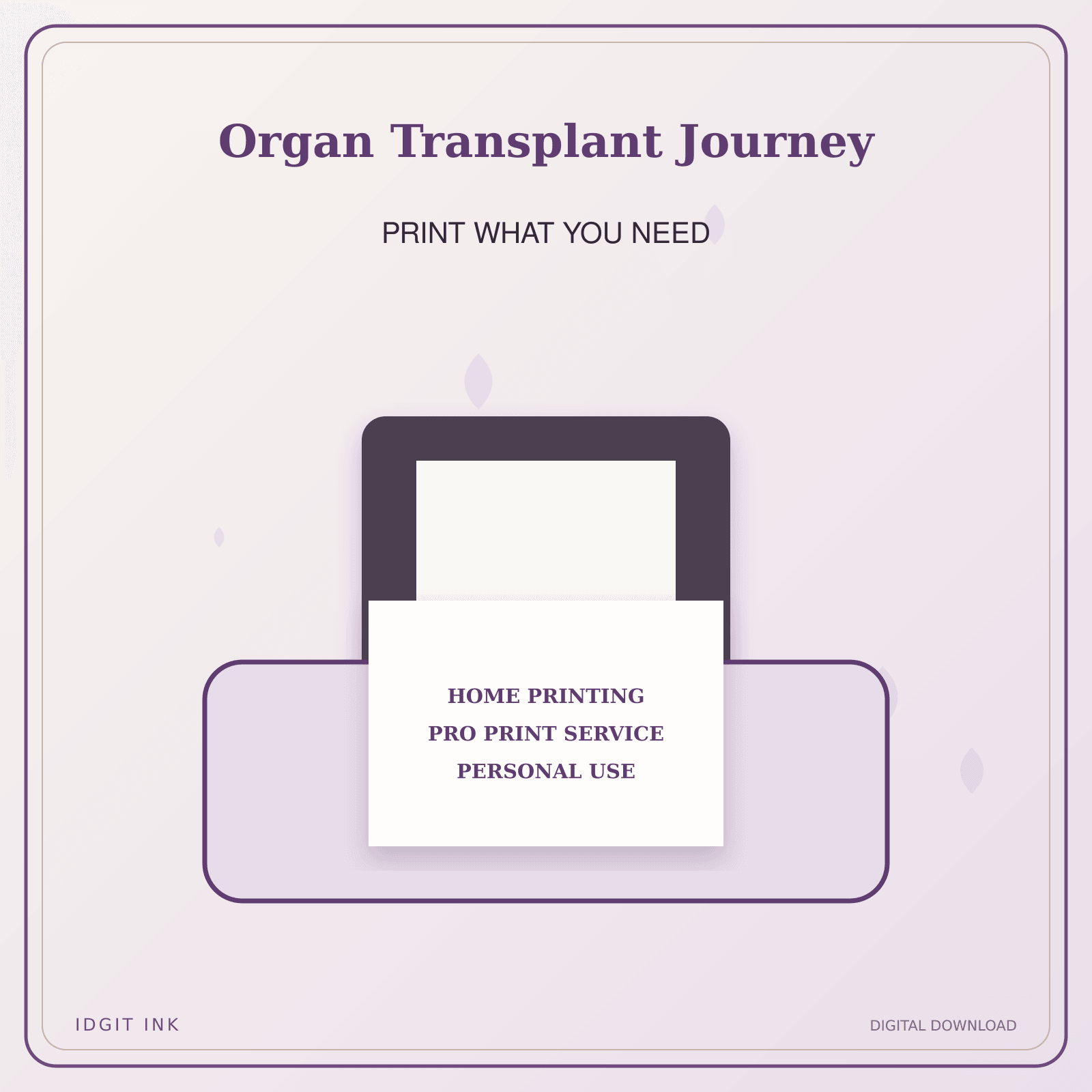 Idgit Ink Organ Transplant Journey deluxe journal and planner bundle — home and professional printing information