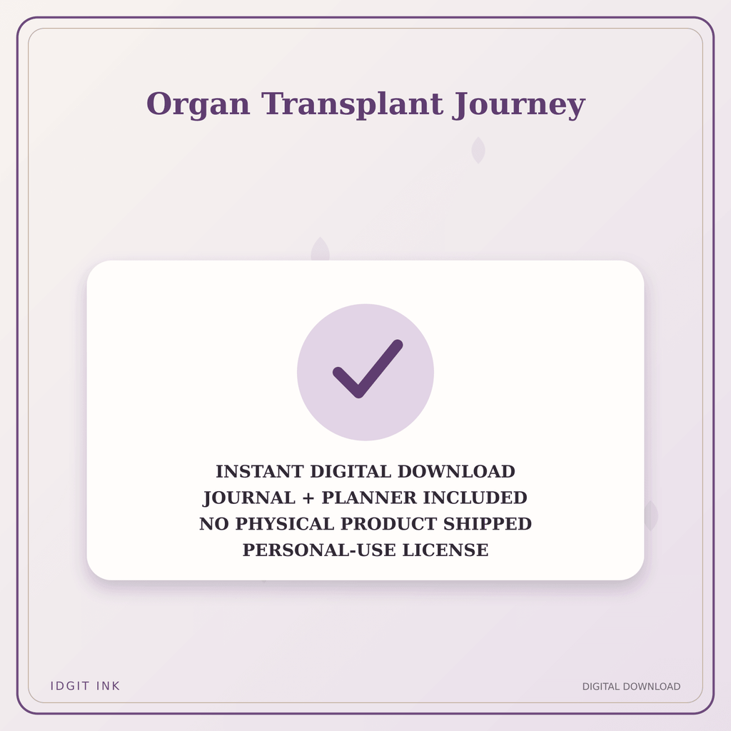 Idgit Ink Organ Transplant Journey deluxe journal and planner bundle — instant download and no physical product notice