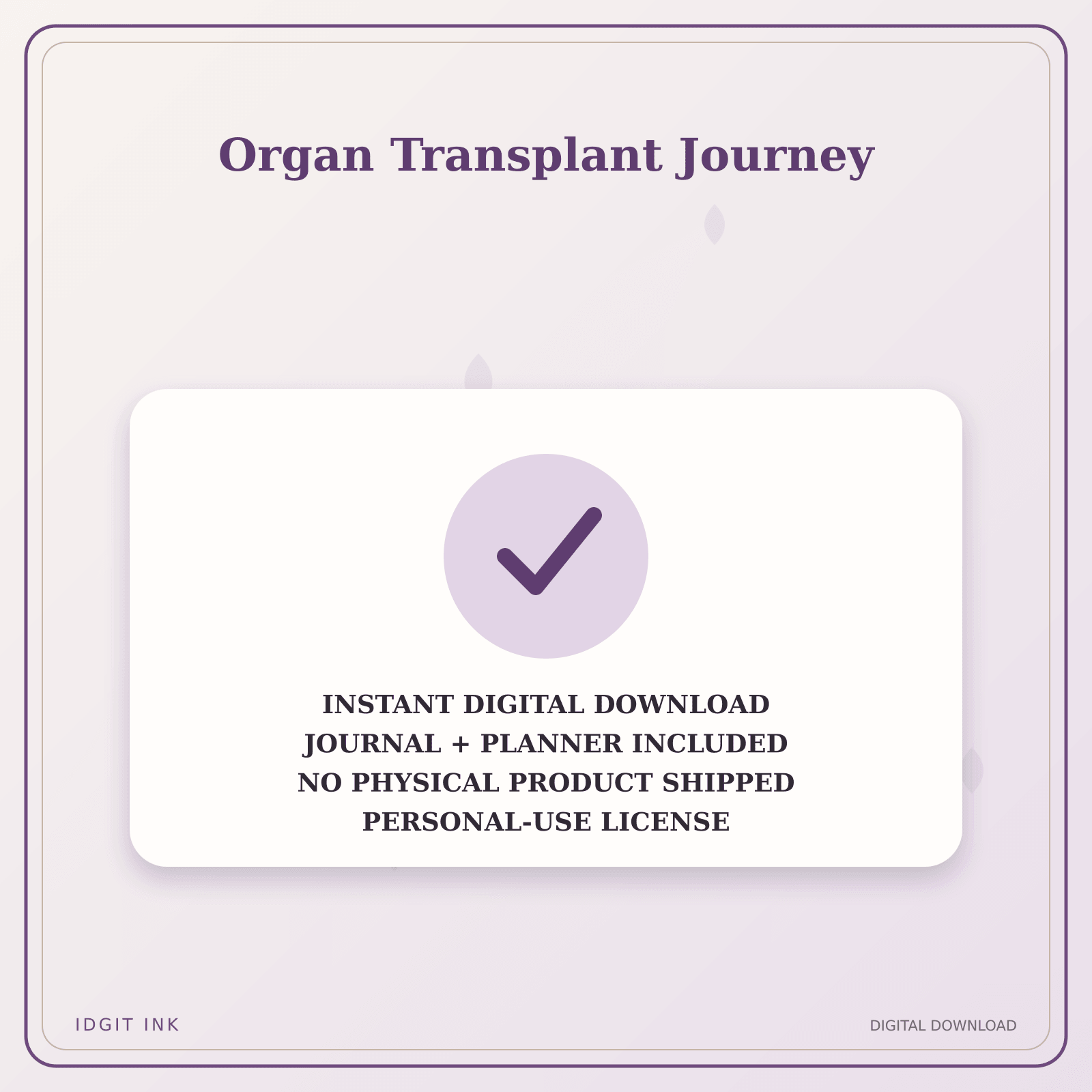 Idgit Ink Organ Transplant Journey deluxe journal and planner bundle — instant download and no physical product notice
