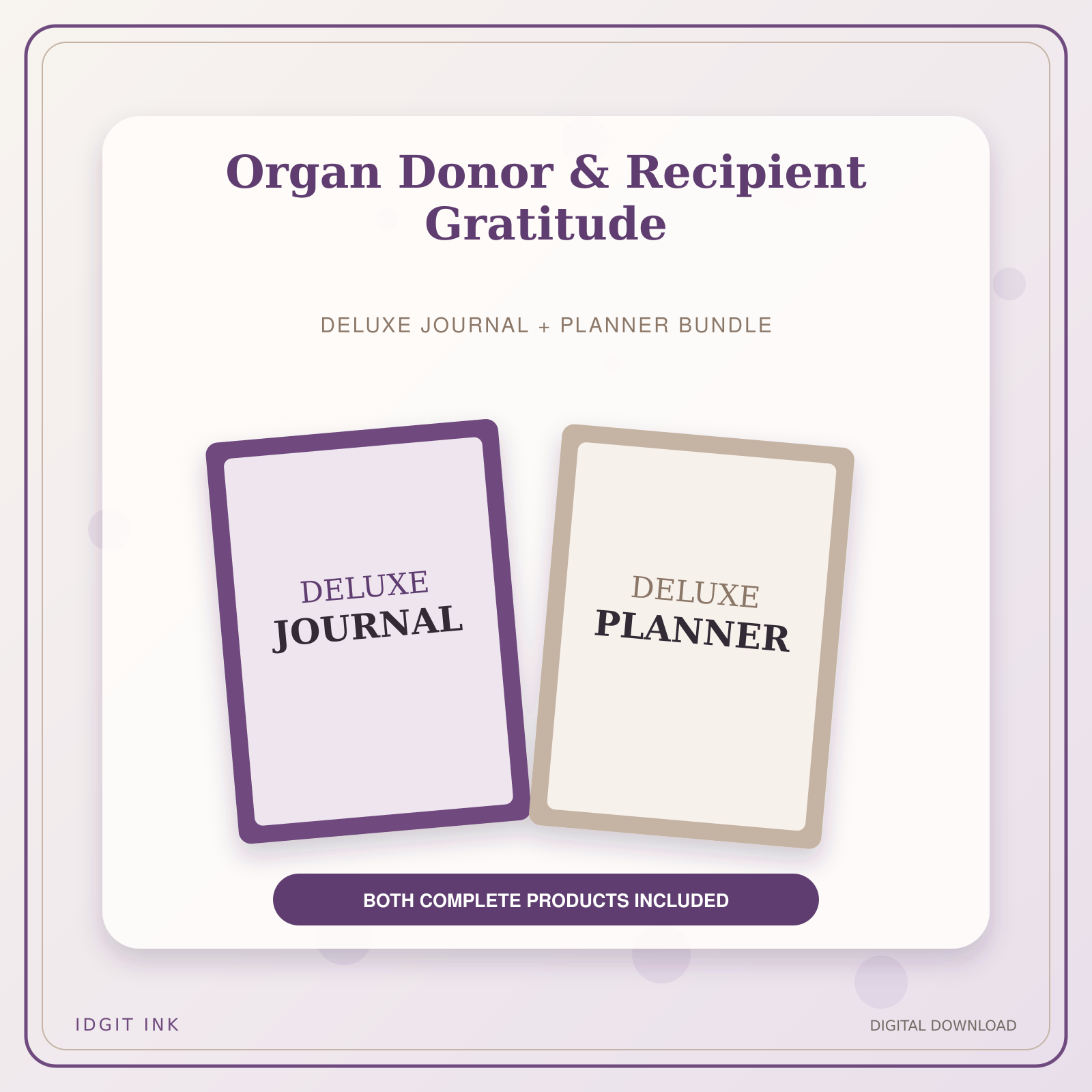 Idgit Ink Organ Donor & Recipient Gratitude deluxe journal and planner bundle — primary bundle cover showing both deluxe products