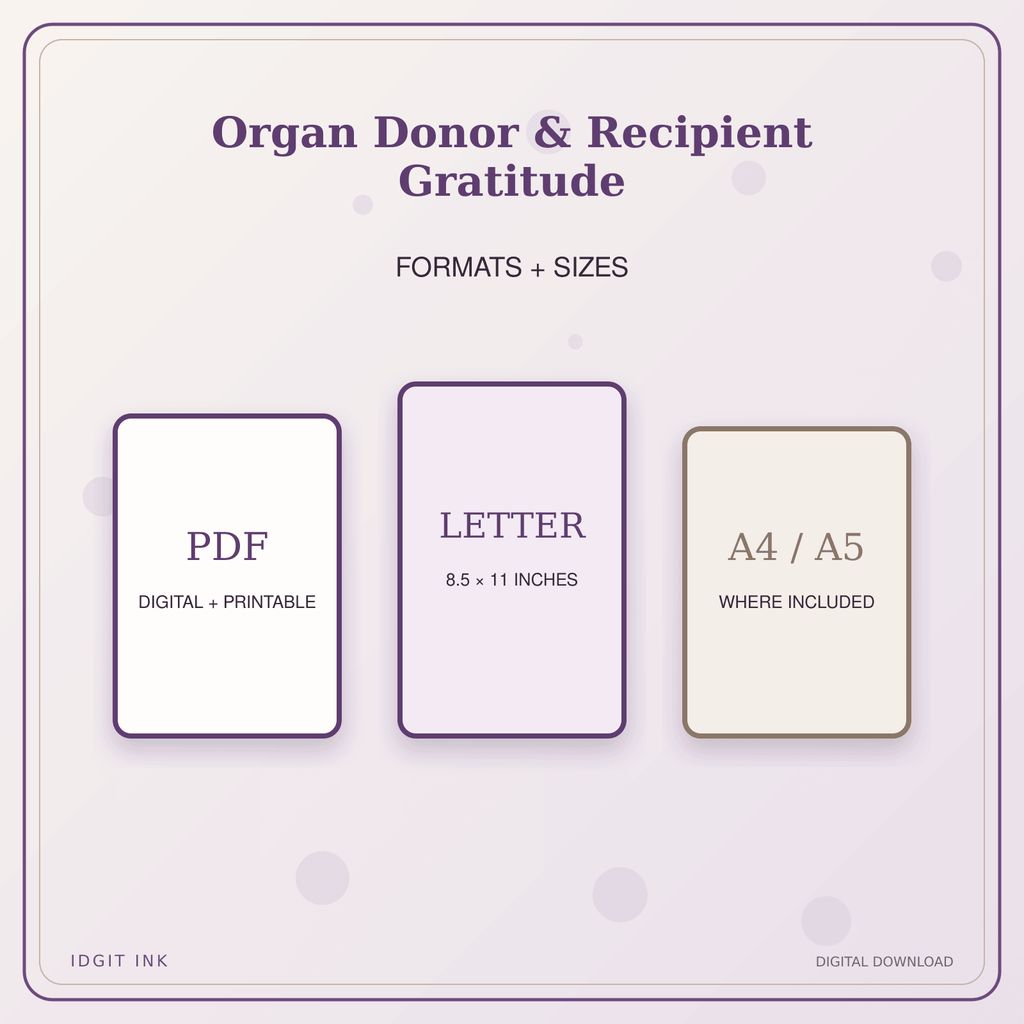 Idgit Ink Organ Donor & Recipient Gratitude deluxe journal and planner bundle — digital formats and available page sizes