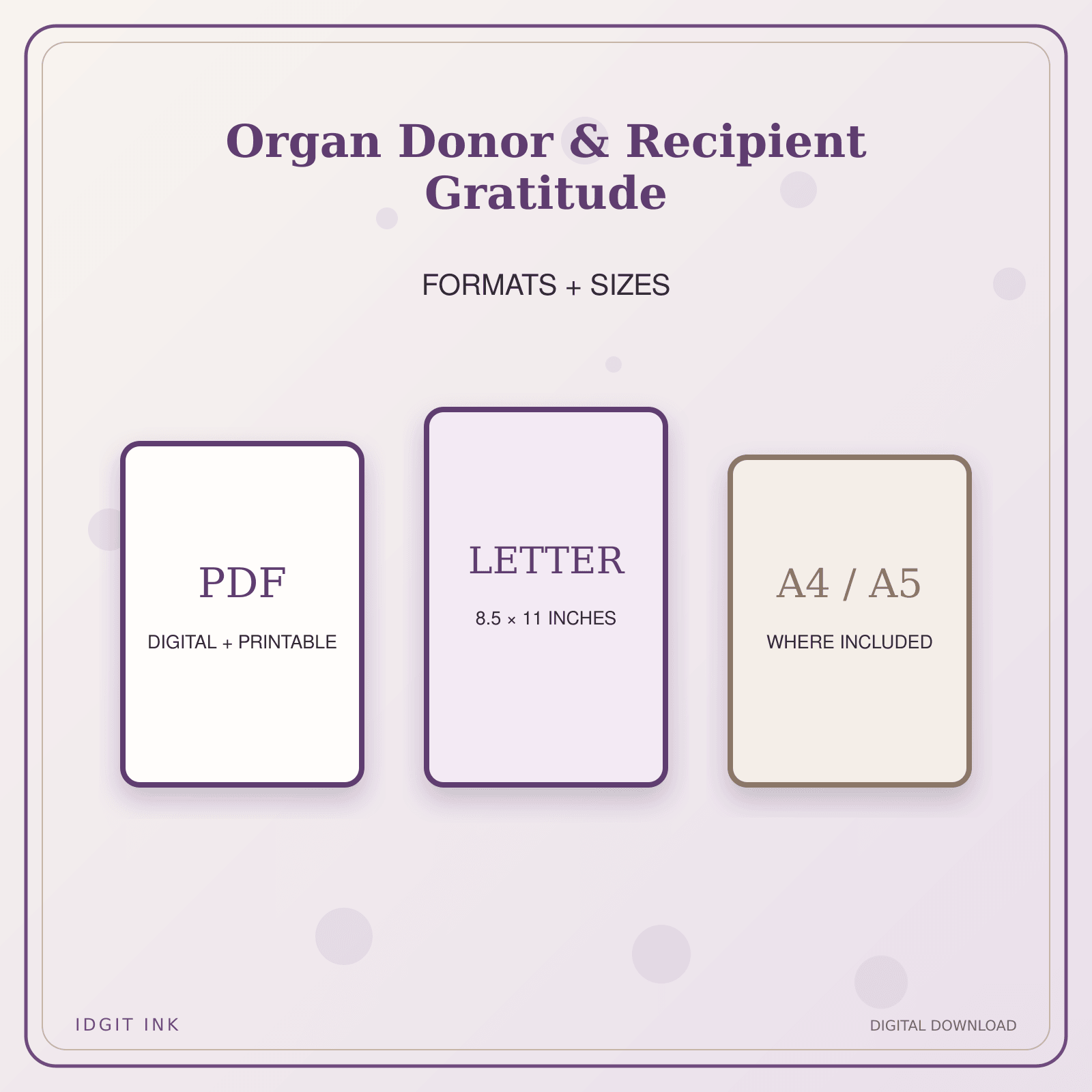 Idgit Ink Organ Donor & Recipient Gratitude deluxe journal and planner bundle — digital formats and available page sizes