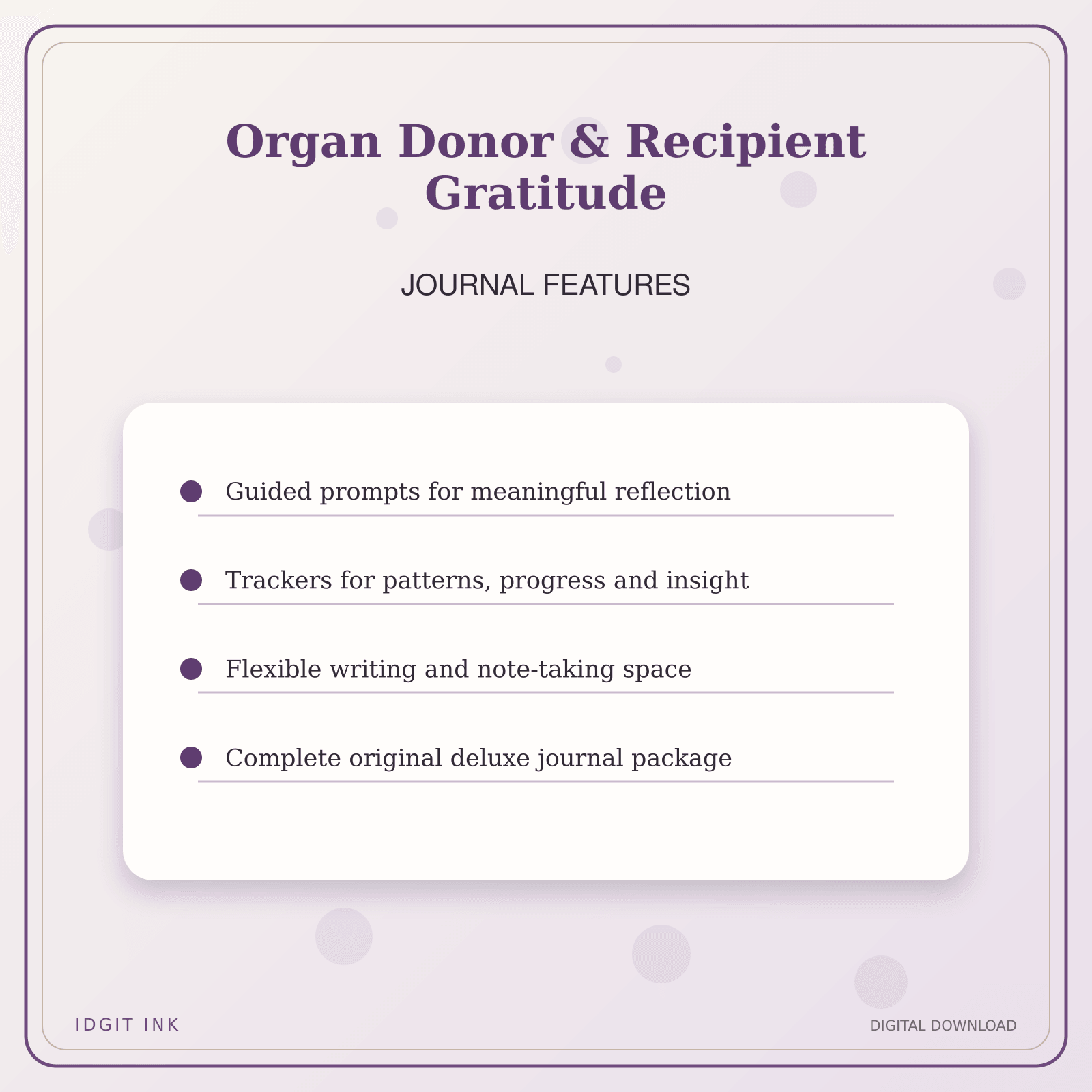 Idgit Ink Organ Donor & Recipient Gratitude deluxe journal and planner bundle — journal prompts and reflection features