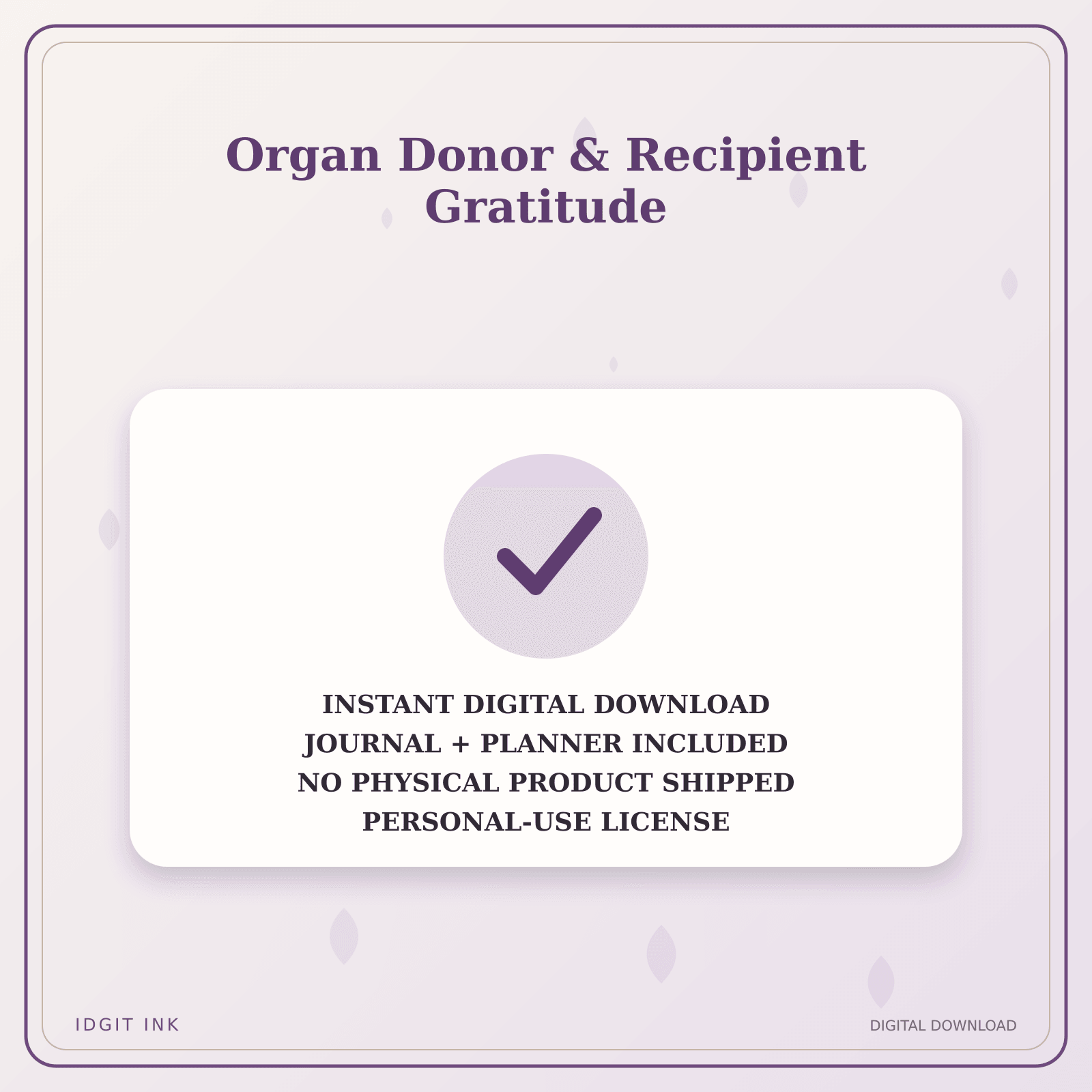 Idgit Ink Organ Donor & Recipient Gratitude deluxe journal and planner bundle — instant download and no physical product notice