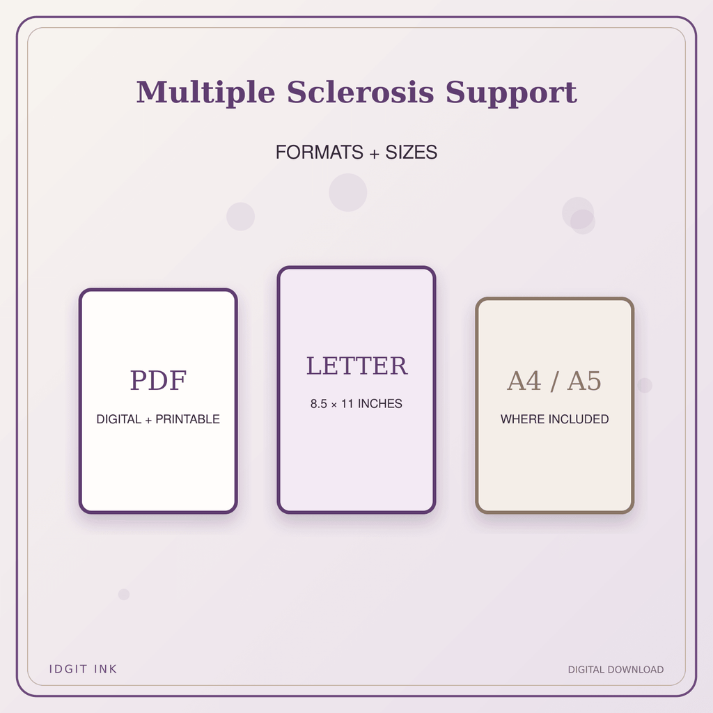Idgit Ink Multiple Sclerosis Support deluxe journal and planner bundle — digital formats and available page sizes
