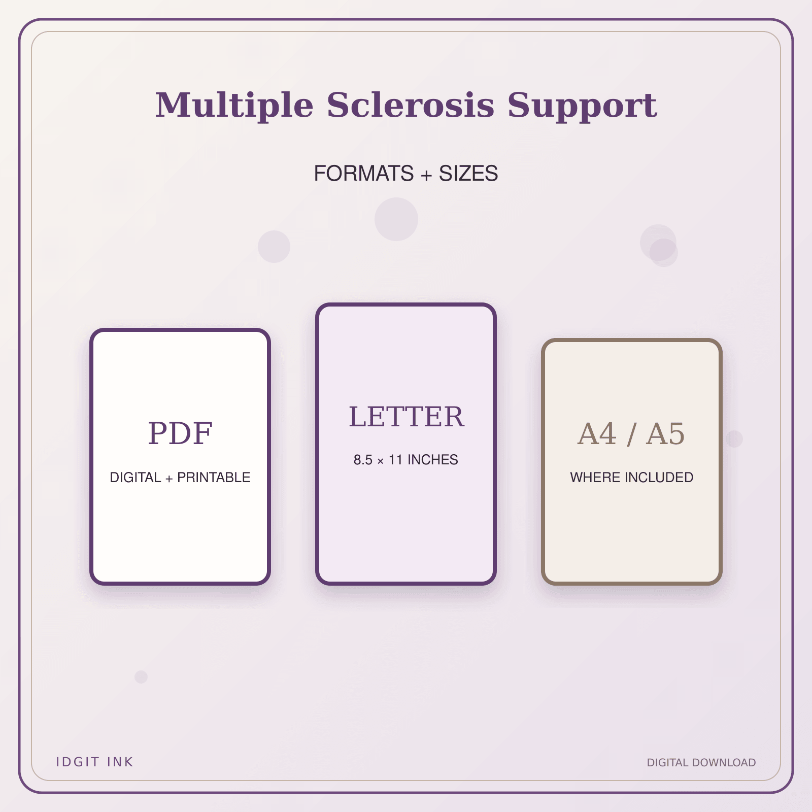Idgit Ink Multiple Sclerosis Support deluxe journal and planner bundle — digital formats and available page sizes