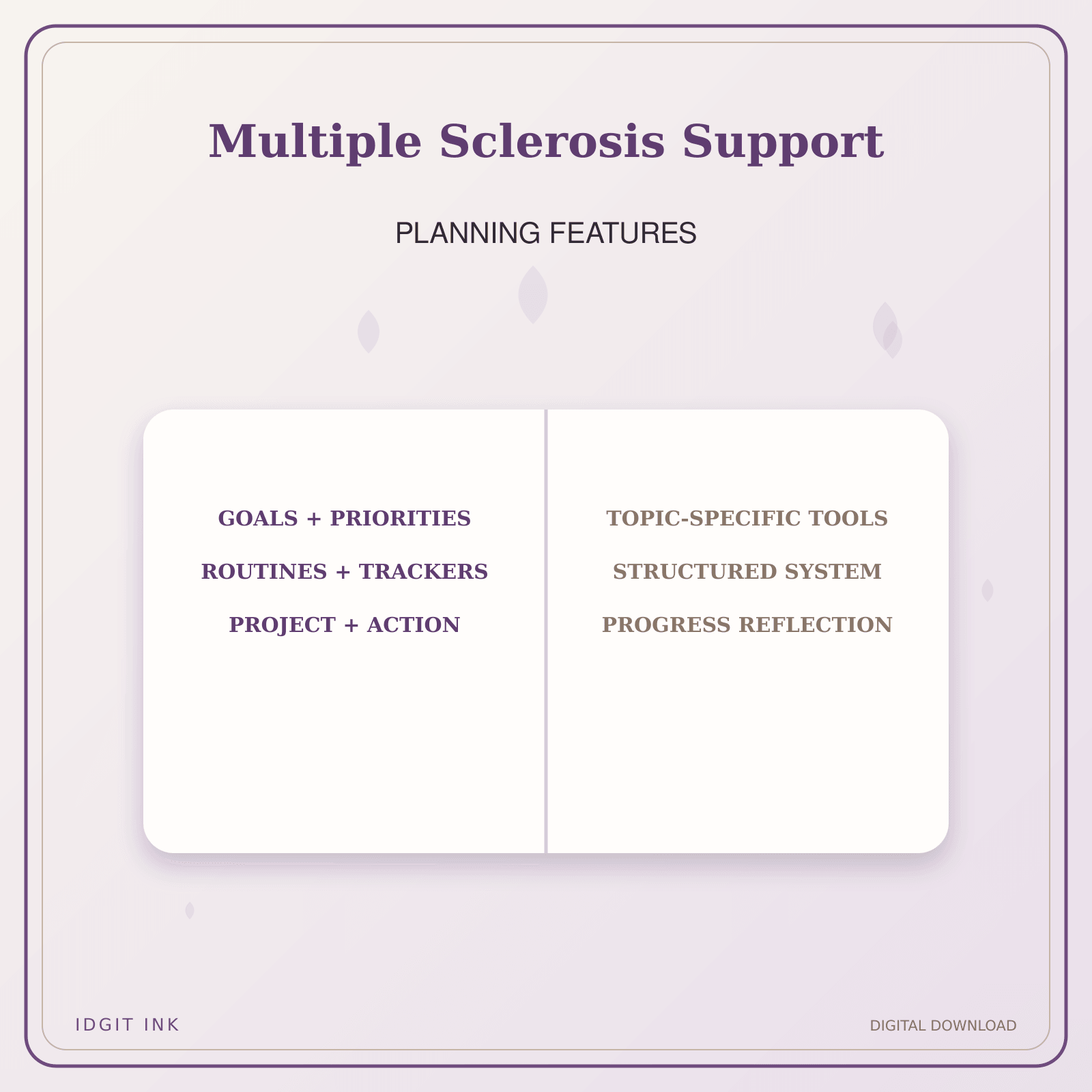 Idgit Ink Multiple Sclerosis Support deluxe journal and planner bundle — planner organization and planning features