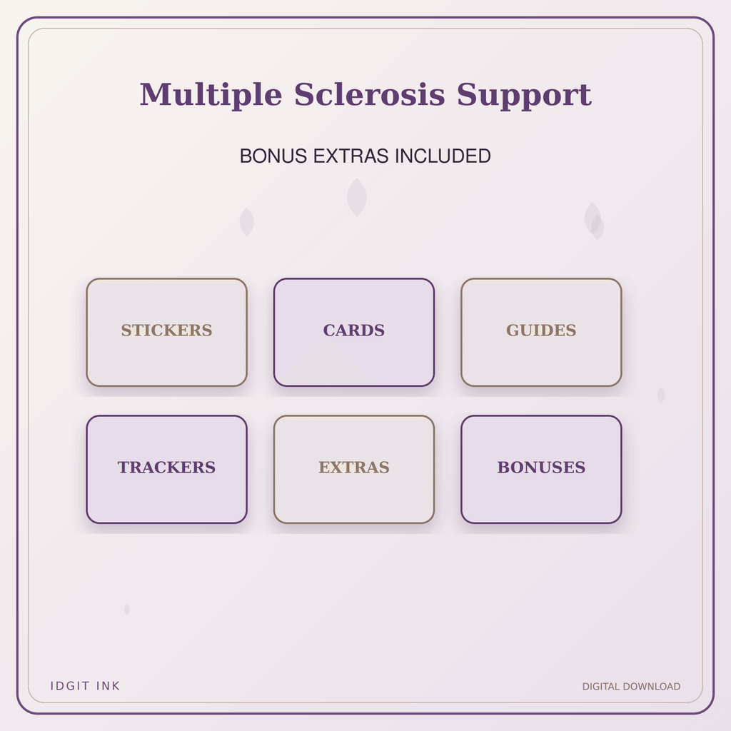 Idgit Ink Multiple Sclerosis Support deluxe journal and planner bundle — included digital stickers and cards
