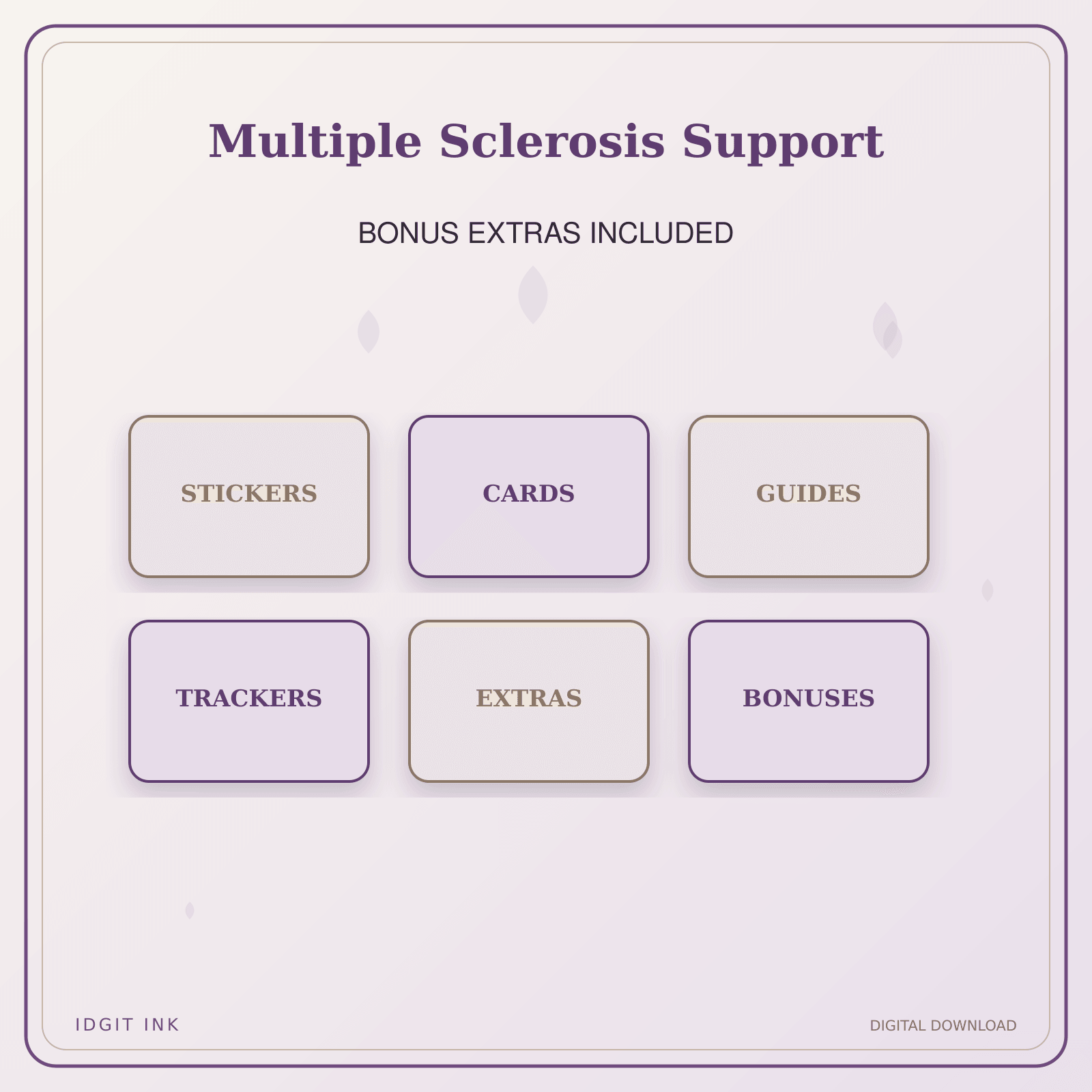 Idgit Ink Multiple Sclerosis Support deluxe journal and planner bundle — included digital stickers and cards