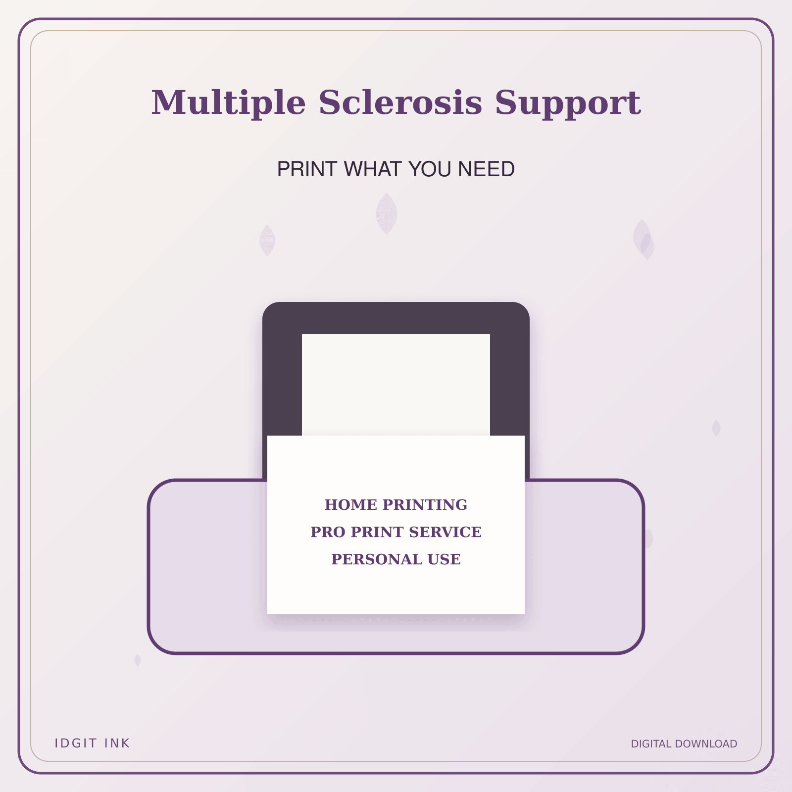 Idgit Ink Multiple Sclerosis Support deluxe journal and planner bundle — home and professional printing information