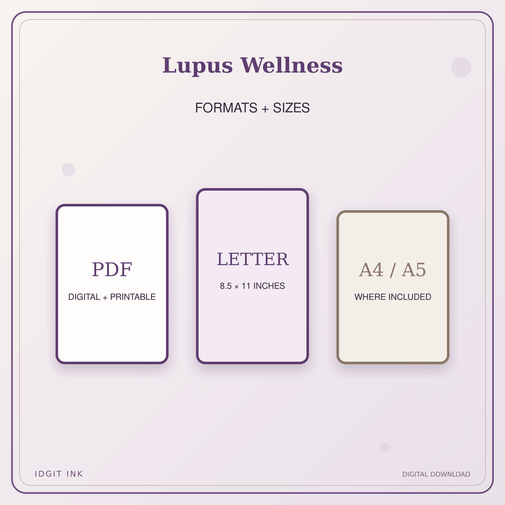 Idgit Ink Lupus Wellness deluxe journal and planner bundle — digital formats and available page sizes