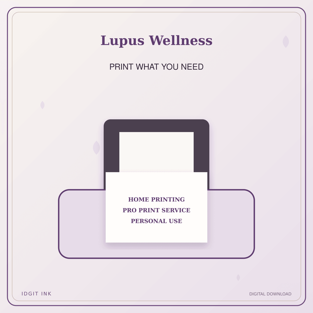 Idgit Ink Lupus Wellness deluxe journal and planner bundle — home and professional printing information