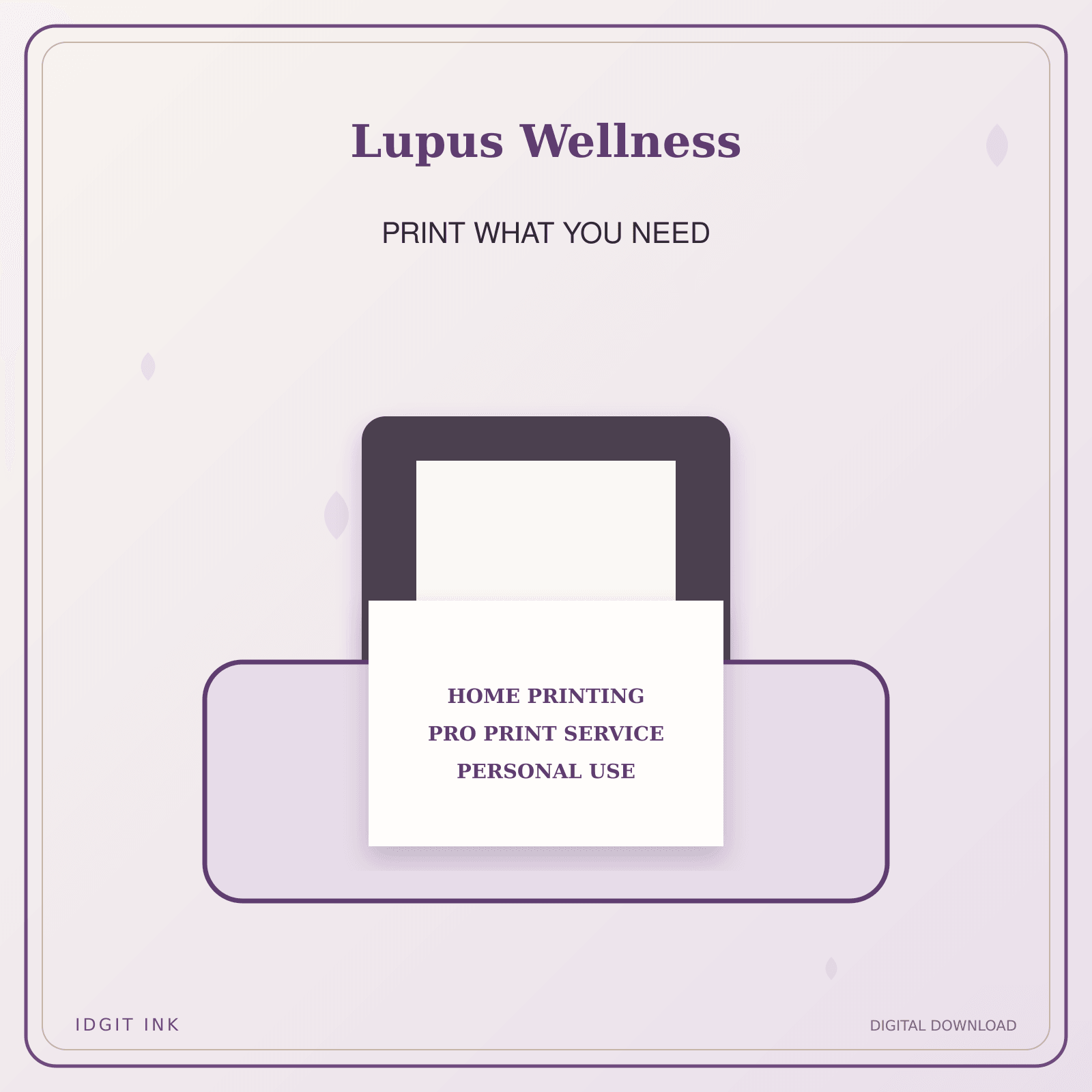 Idgit Ink Lupus Wellness deluxe journal and planner bundle — home and professional printing information