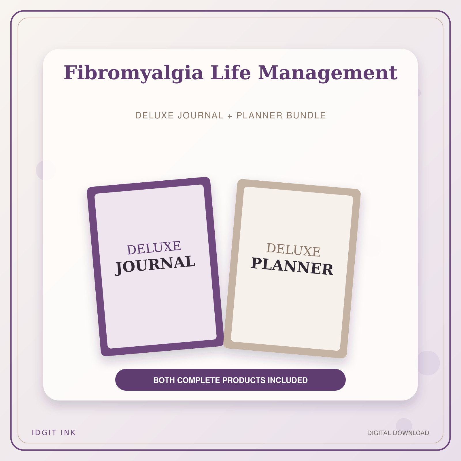 Idgit Ink Fibromyalgia Life Management deluxe journal and planner bundle — primary bundle cover showing both deluxe products