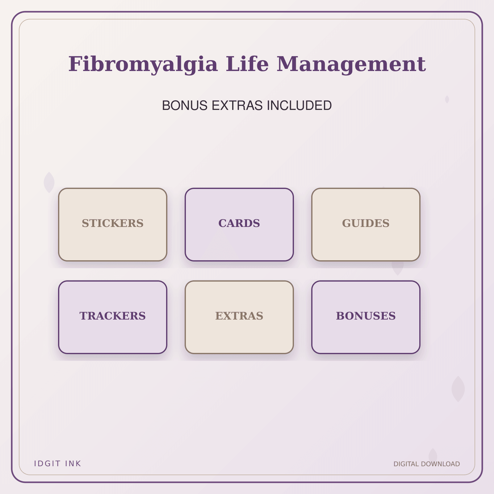 Idgit Ink Fibromyalgia Life Management deluxe journal and planner bundle — included digital stickers and cards