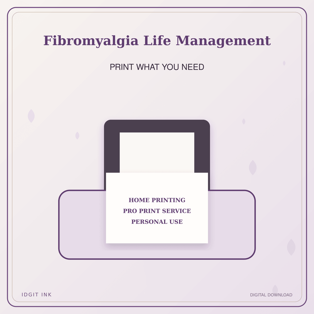 Idgit Ink Fibromyalgia Life Management deluxe journal and planner bundle — home and professional printing information