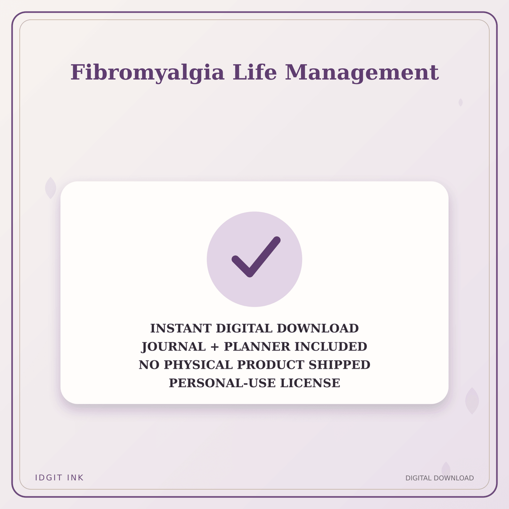 Idgit Ink Fibromyalgia Life Management deluxe journal and planner bundle — instant download and no physical product notice