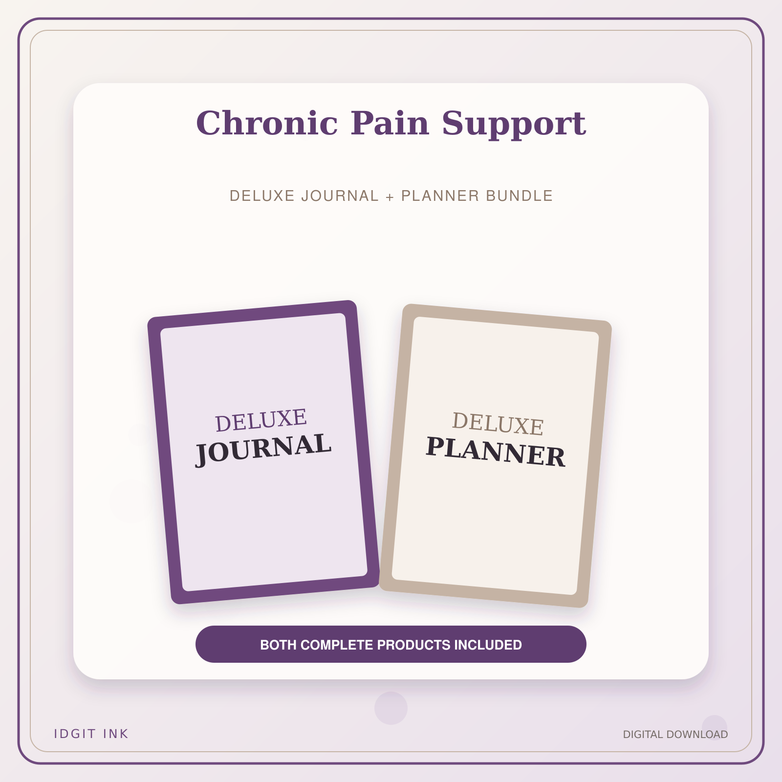 Idgit Ink Chronic Pain Support deluxe journal and planner bundle — primary bundle cover showing both deluxe products