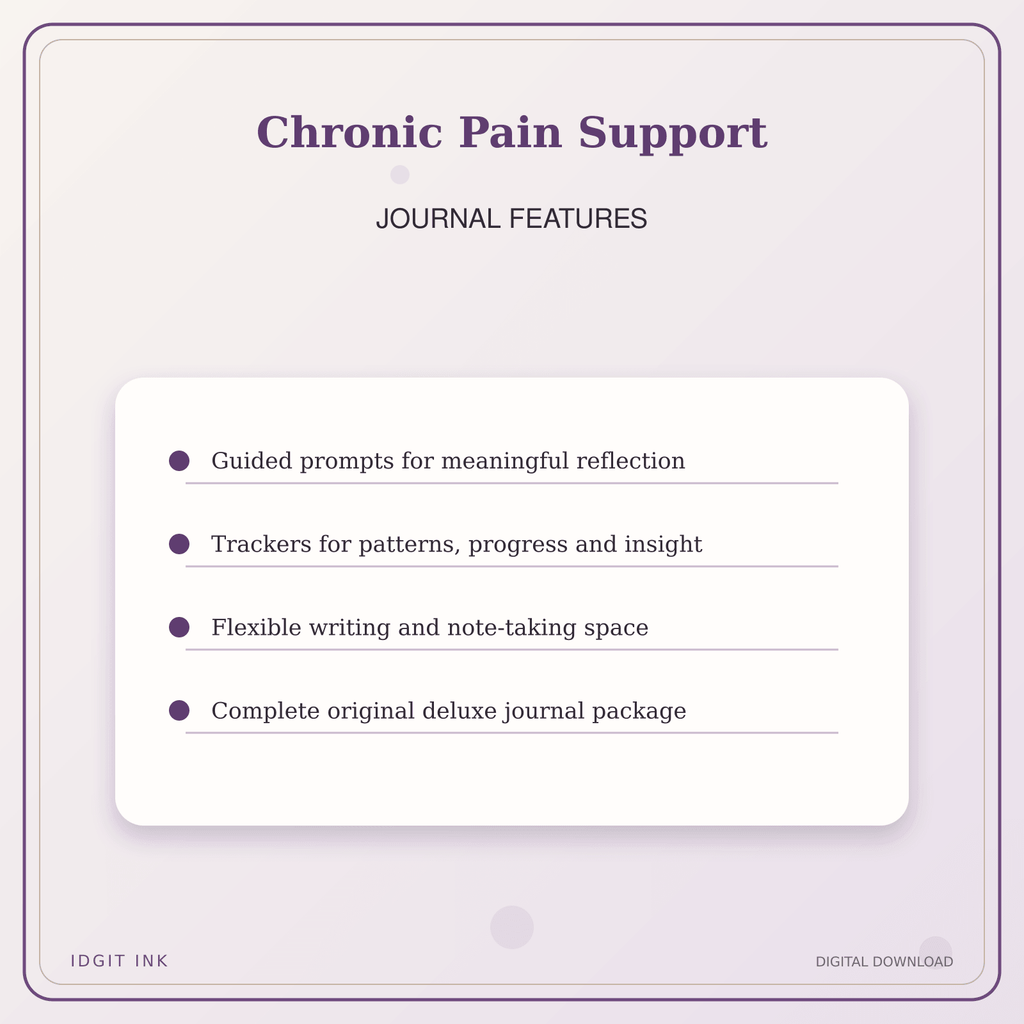 Idgit Ink Chronic Pain Support deluxe journal and planner bundle — journal prompts and reflection features