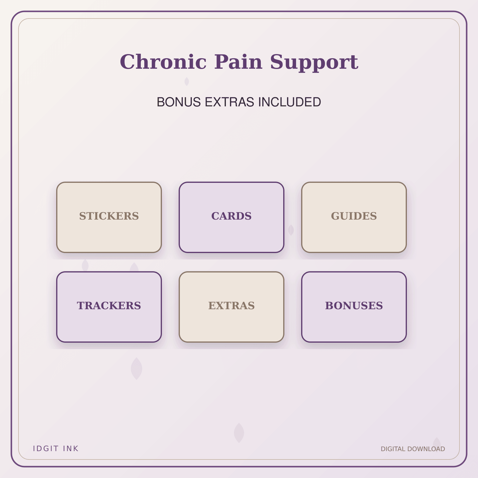 Idgit Ink Chronic Pain Support deluxe journal and planner bundle — included digital stickers and cards