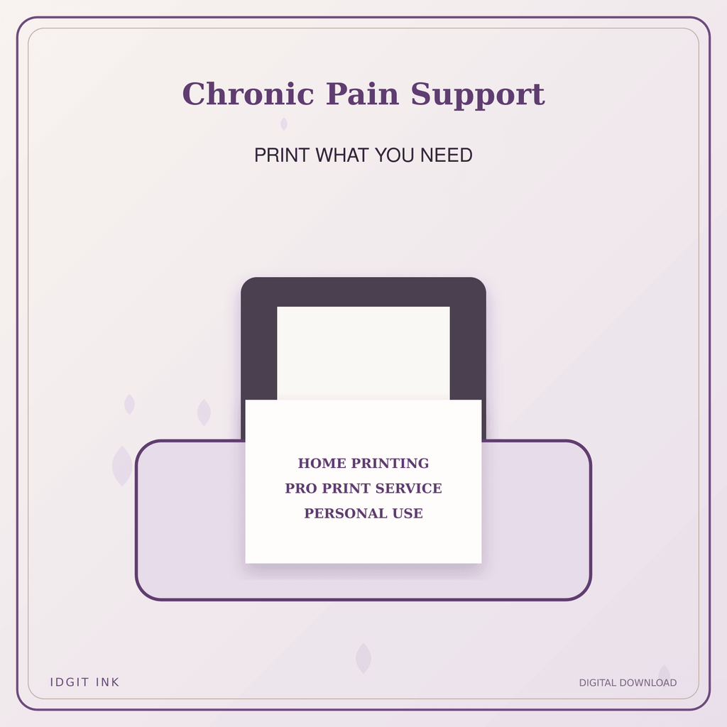 Idgit Ink Chronic Pain Support deluxe journal and planner bundle — home and professional printing information