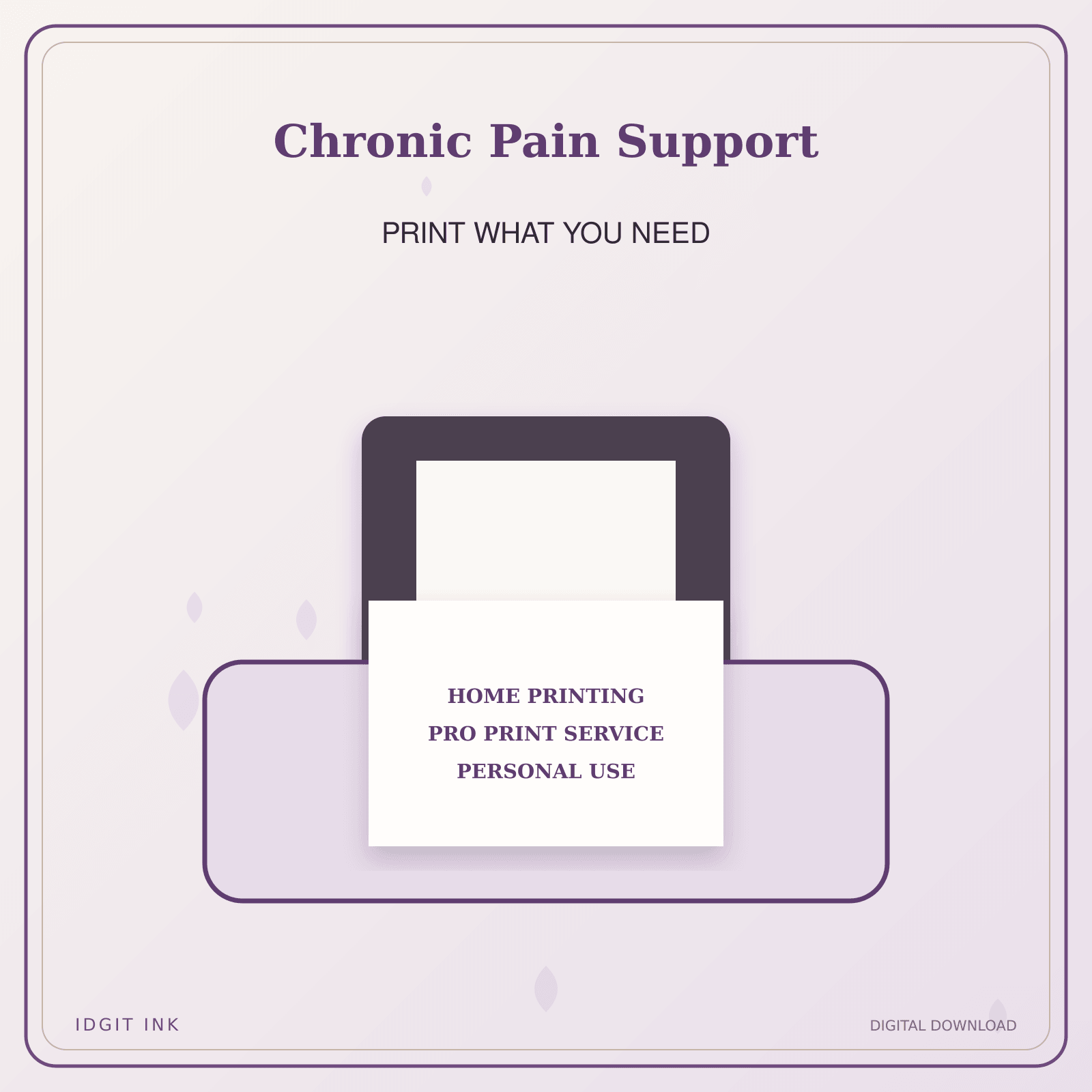 Idgit Ink Chronic Pain Support deluxe journal and planner bundle — home and professional printing information