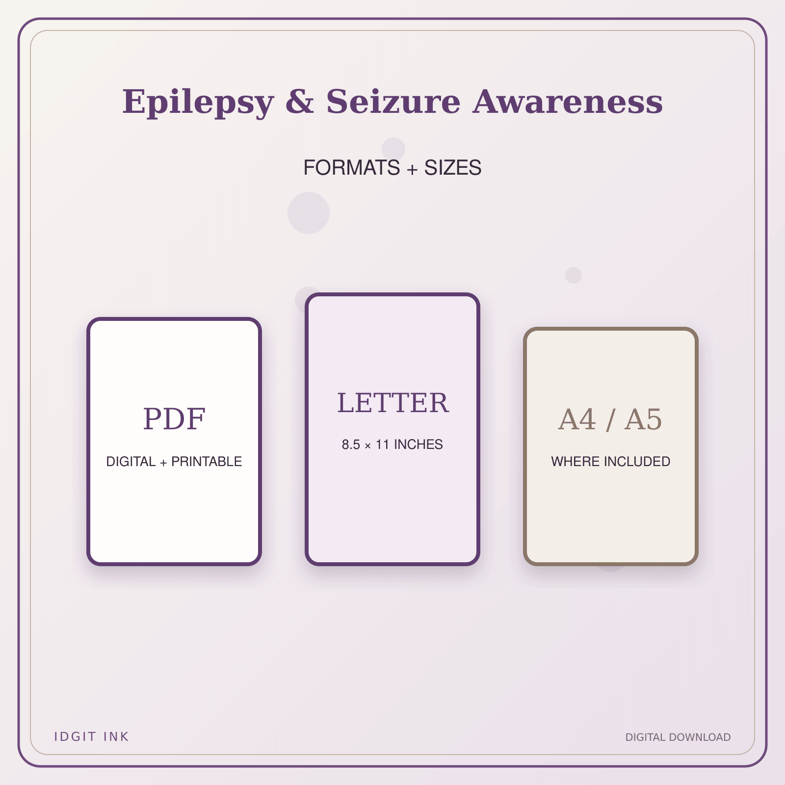 Idgit Ink Epilepsy & Seizure Awareness deluxe journal and planner bundle — digital formats and available page sizes