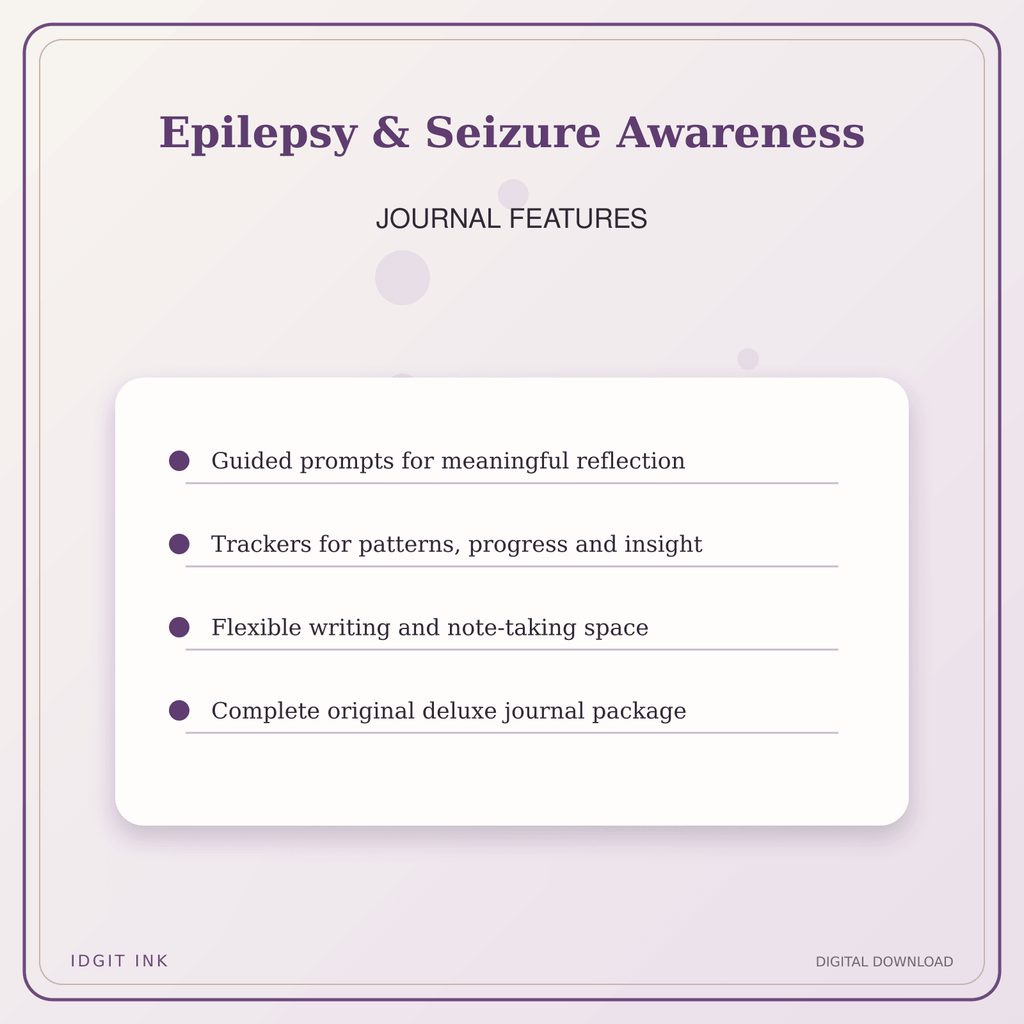 Idgit Ink Epilepsy & Seizure Awareness deluxe journal and planner bundle — journal prompts and reflection features