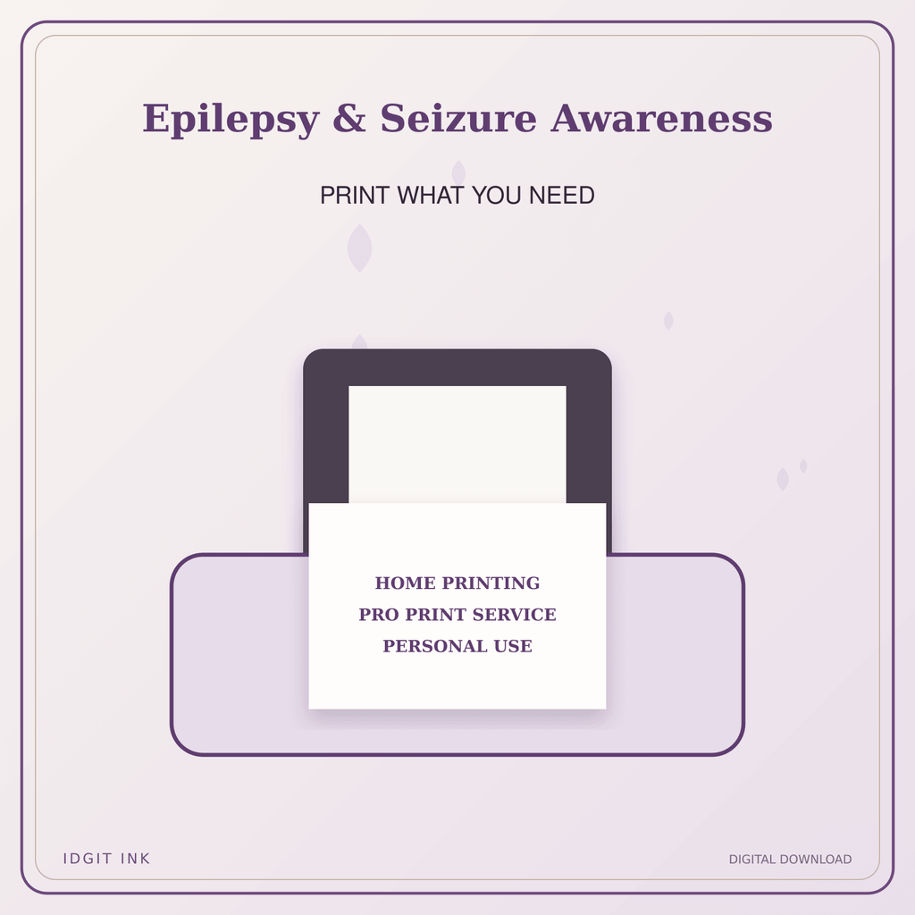 Idgit Ink Epilepsy & Seizure Awareness deluxe journal and planner bundle — home and professional printing information