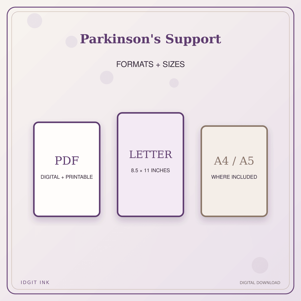 Idgit Ink Parkinson's Support deluxe journal and planner bundle — digital formats and available page sizes