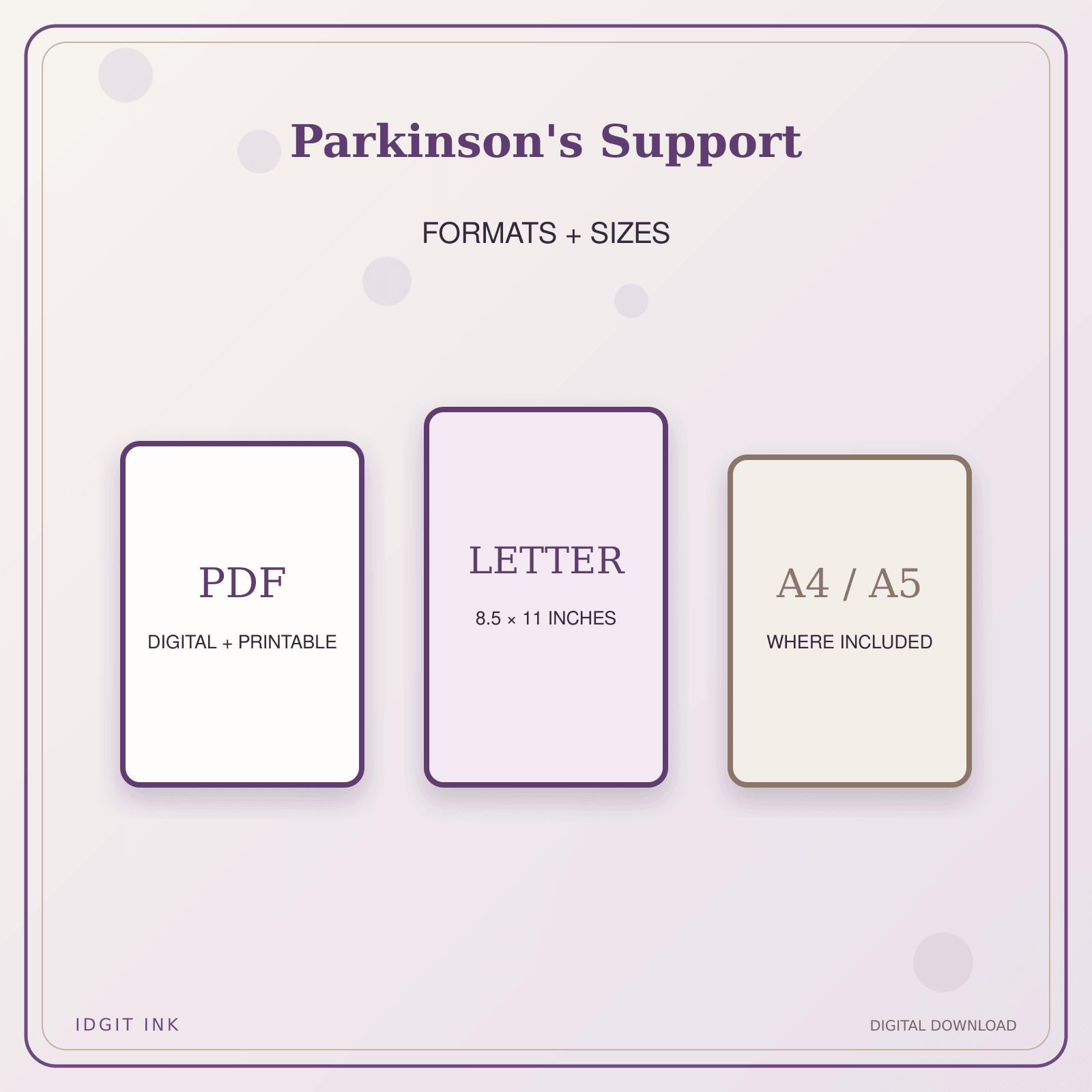 Idgit Ink Parkinson's Support deluxe journal and planner bundle — digital formats and available page sizes