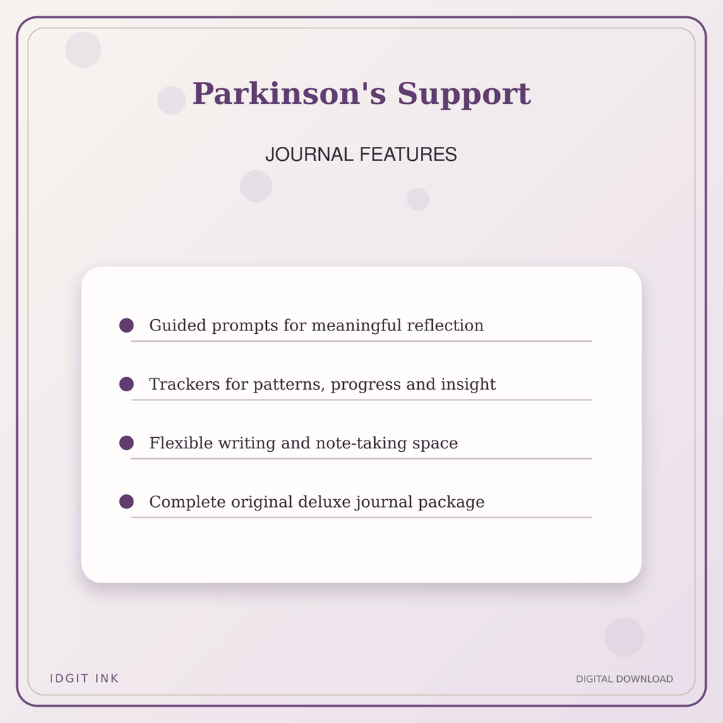 Idgit Ink Parkinson's Support deluxe journal and planner bundle — journal prompts and reflection features