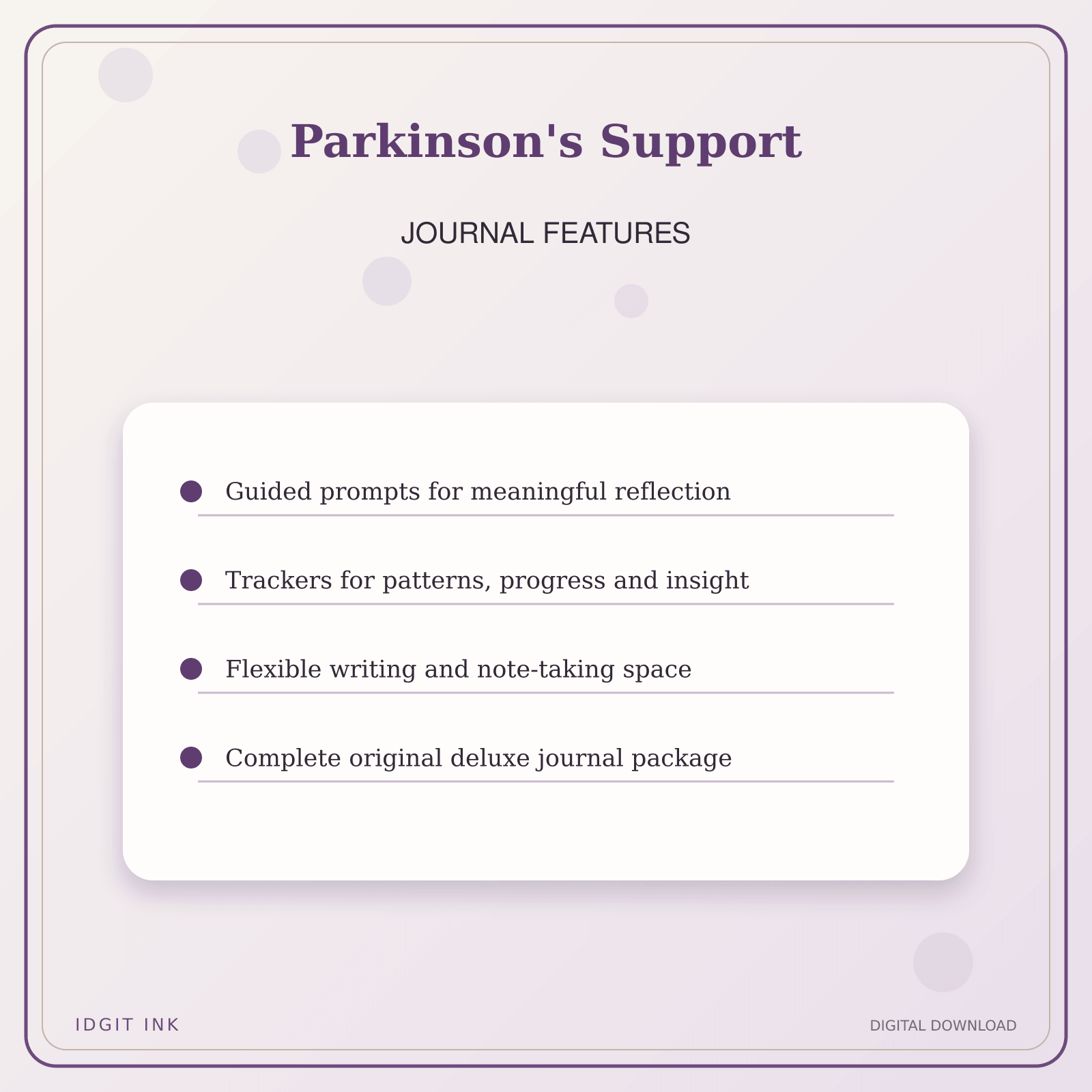 Idgit Ink Parkinson's Support deluxe journal and planner bundle — journal prompts and reflection features