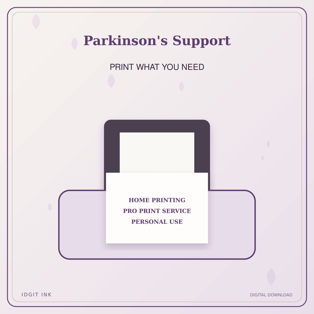 Idgit Ink Parkinson's Support deluxe journal and planner bundle — home and professional printing information