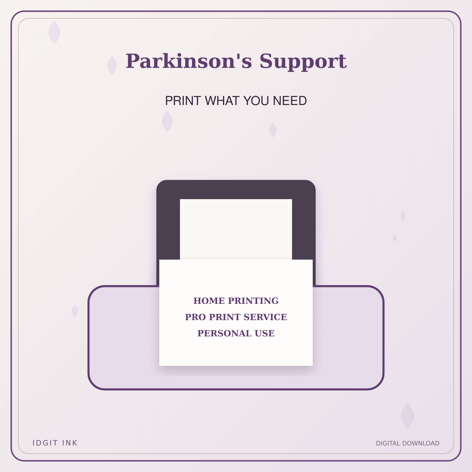 Idgit Ink Parkinson's Support deluxe journal and planner bundle — home and professional printing information
