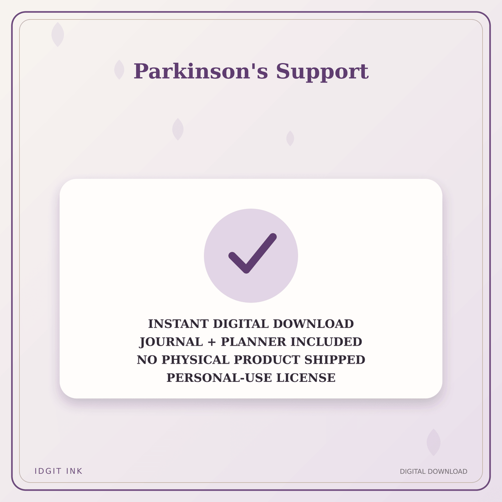 Idgit Ink Parkinson's Support deluxe journal and planner bundle — instant download and no physical product notice