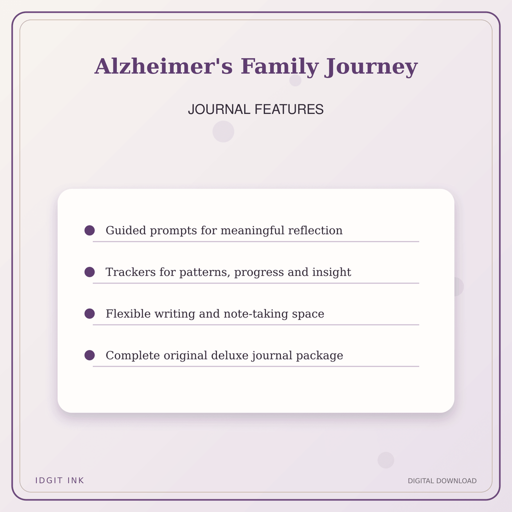 Idgit Ink Alzheimer's Family Journey deluxe journal and planner bundle — journal prompts and reflection features