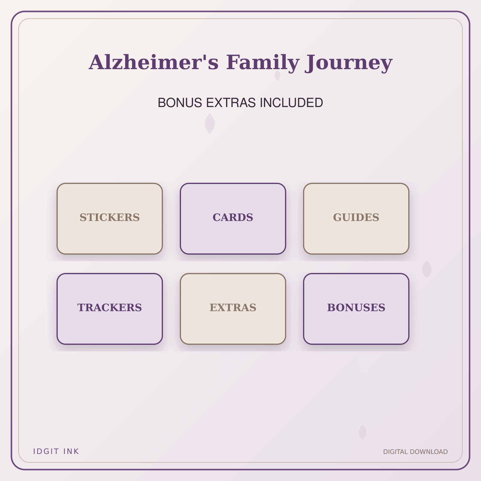 Idgit Ink Alzheimer's Family Journey deluxe journal and planner bundle — included digital stickers and cards