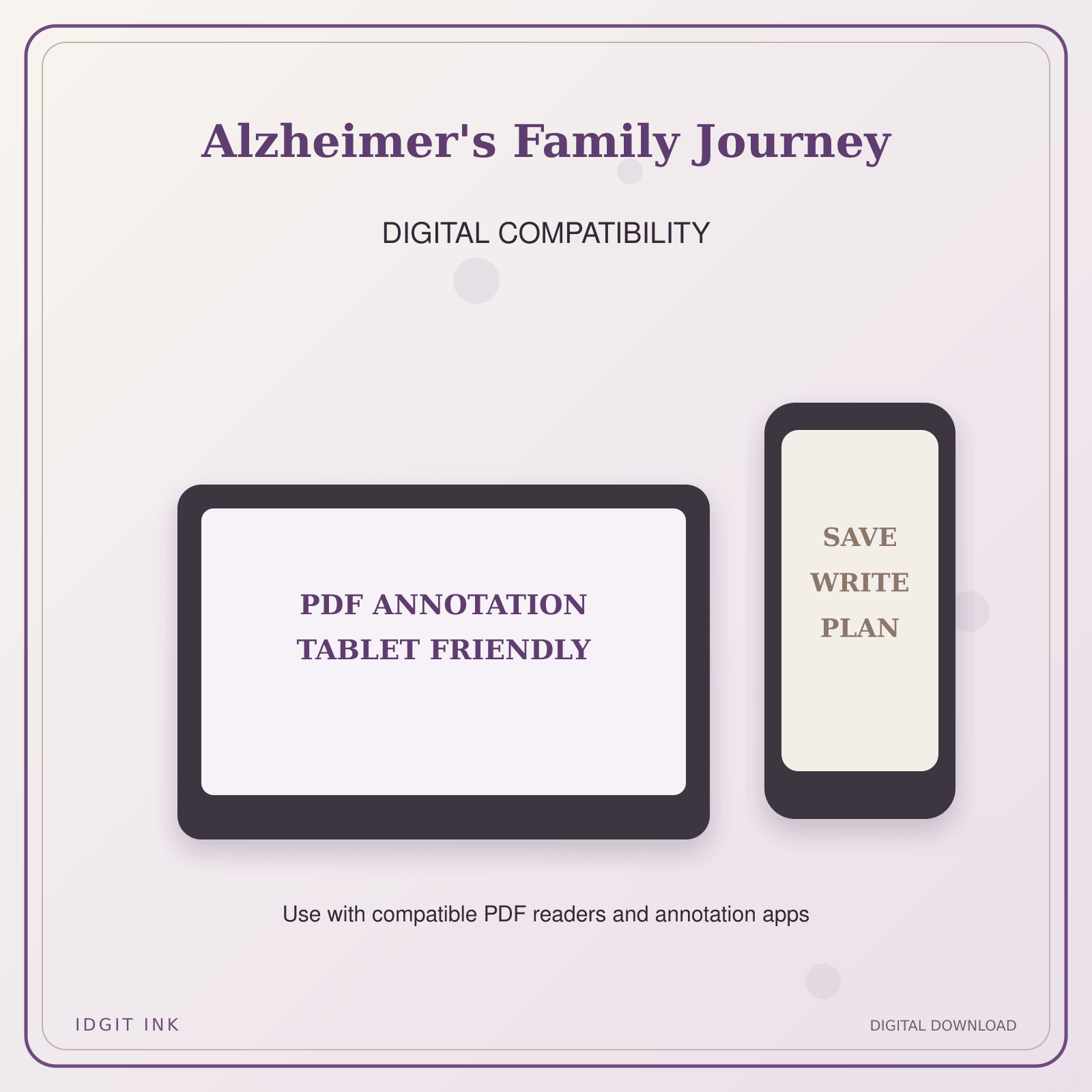 Idgit Ink Alzheimer's Family Journey deluxe journal and planner bundle — tablet and pdf annotation compatibility