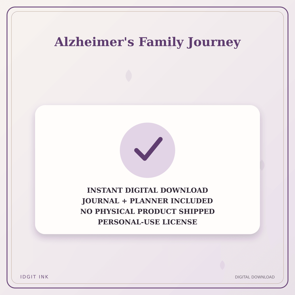 Idgit Ink Alzheimer's Family Journey deluxe journal and planner bundle — instant download and no physical product notice