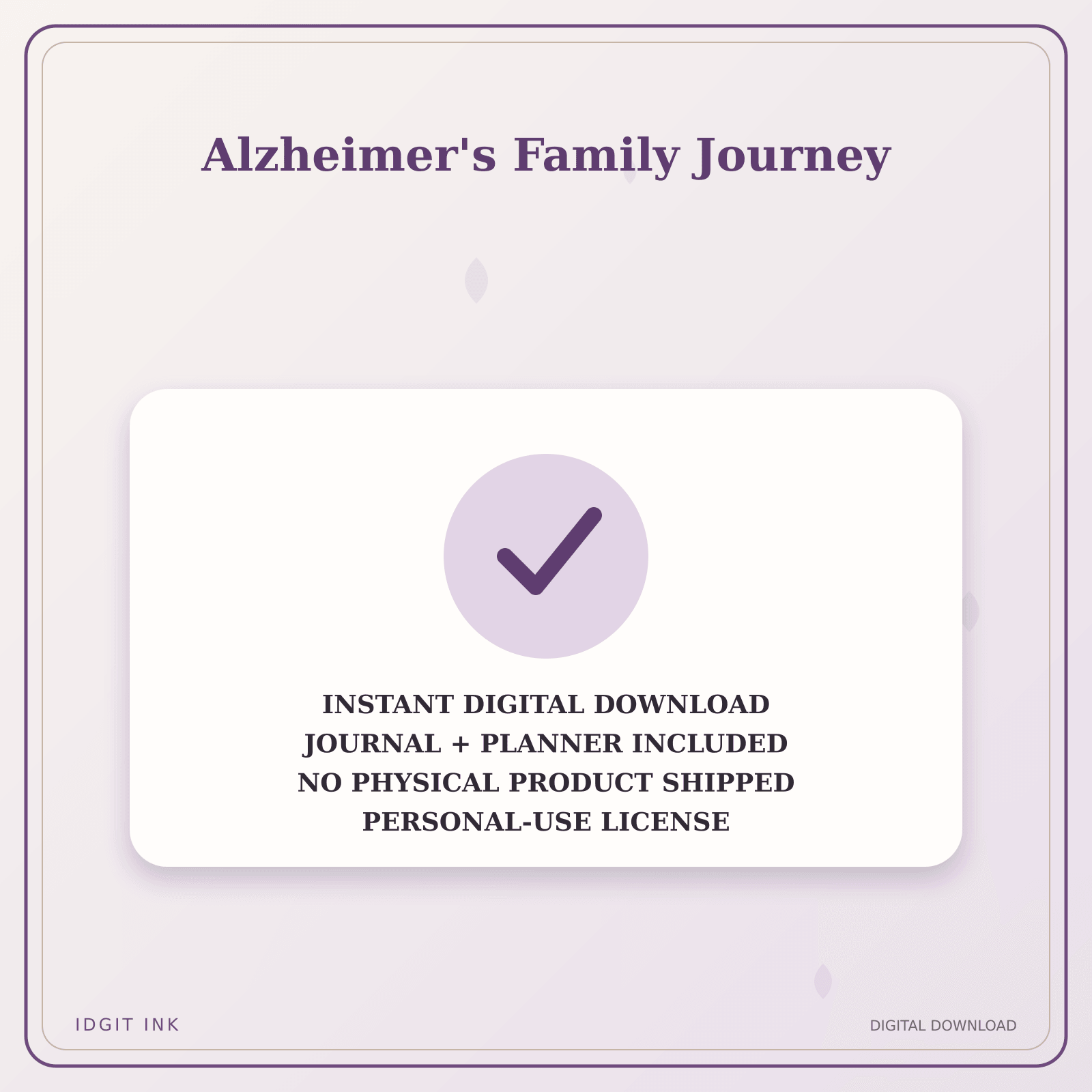 Idgit Ink Alzheimer's Family Journey deluxe journal and planner bundle — instant download and no physical product notice
