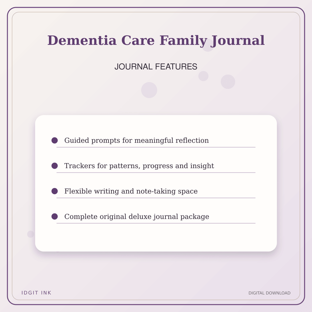Idgit Ink Dementia Care Family Journal deluxe journal and planner bundle — journal prompts and reflection features