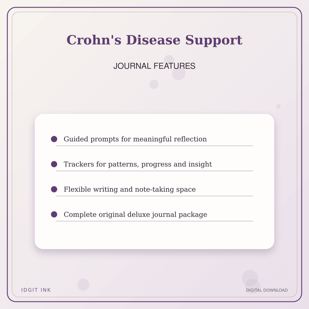 Idgit Ink Crohn's Disease Support deluxe journal and planner bundle — journal prompts and reflection features