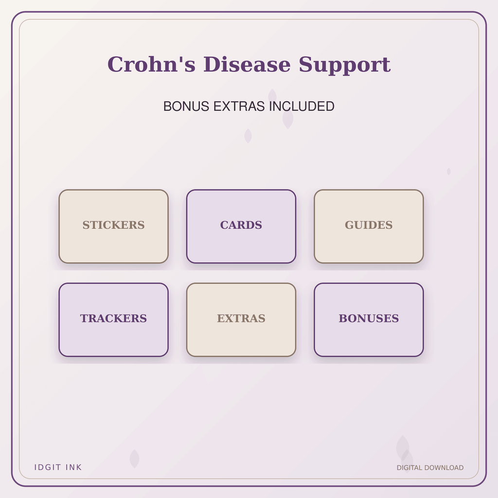 Idgit Ink Crohn's Disease Support deluxe journal and planner bundle — included digital stickers and cards