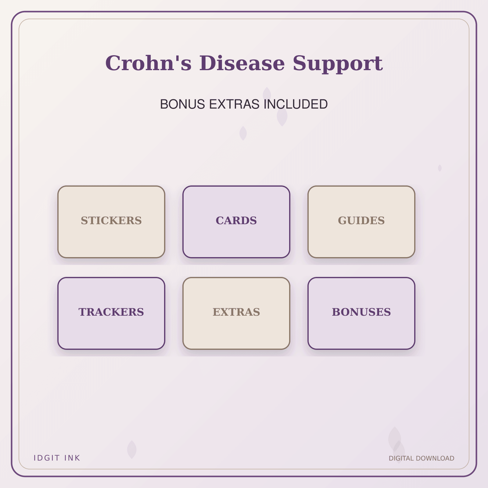 Idgit Ink Crohn's Disease Support deluxe journal and planner bundle — included digital stickers and cards