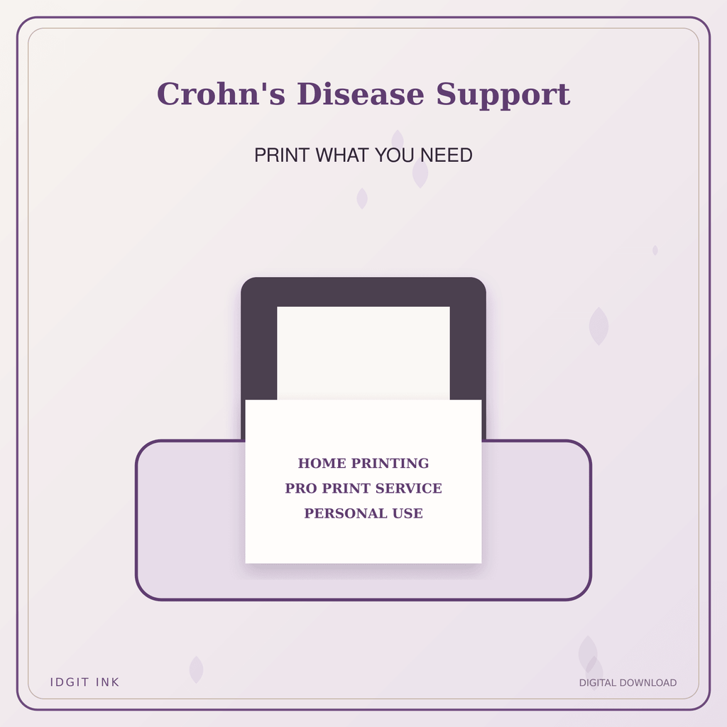 Idgit Ink Crohn's Disease Support deluxe journal and planner bundle — home and professional printing information