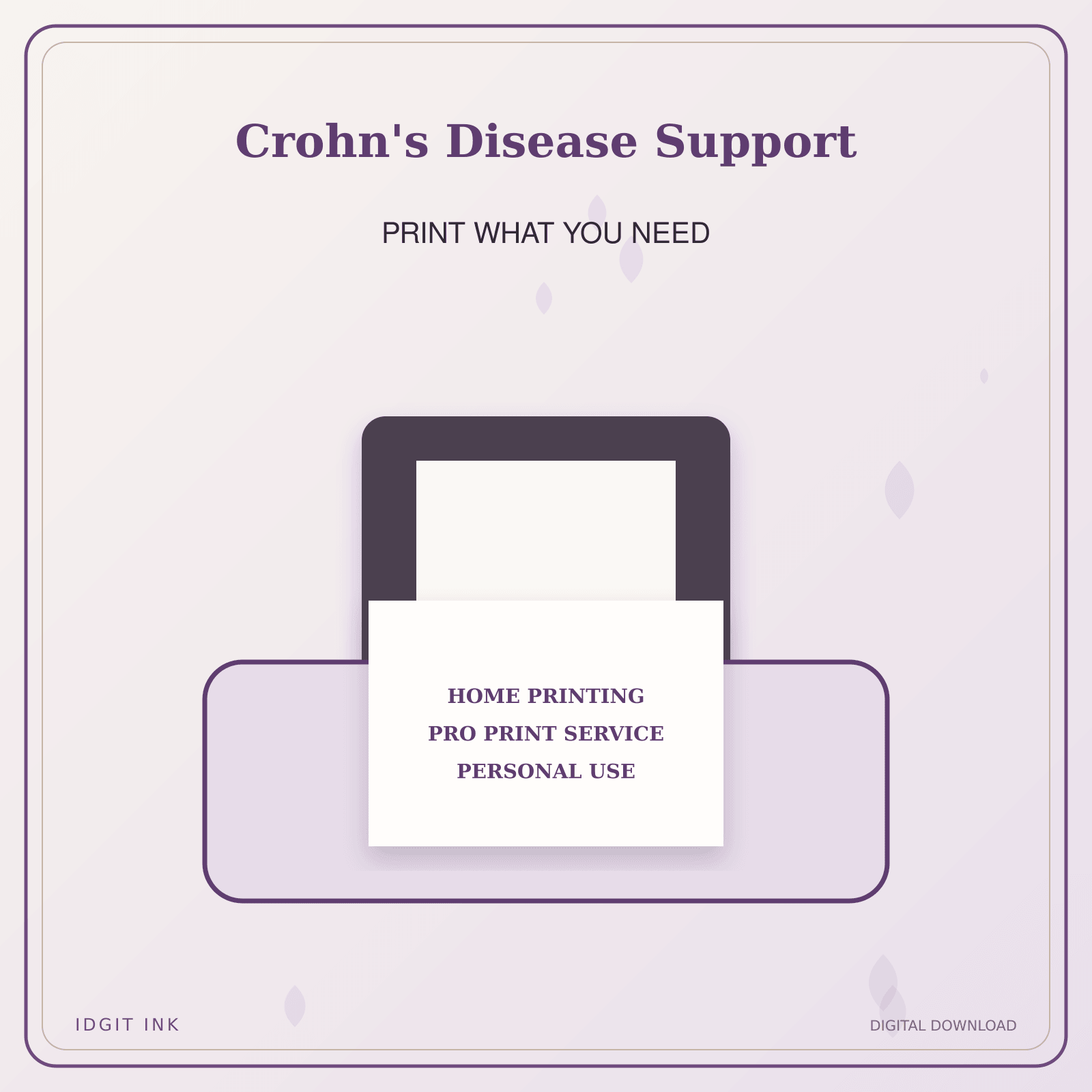 Idgit Ink Crohn's Disease Support deluxe journal and planner bundle — home and professional printing information
