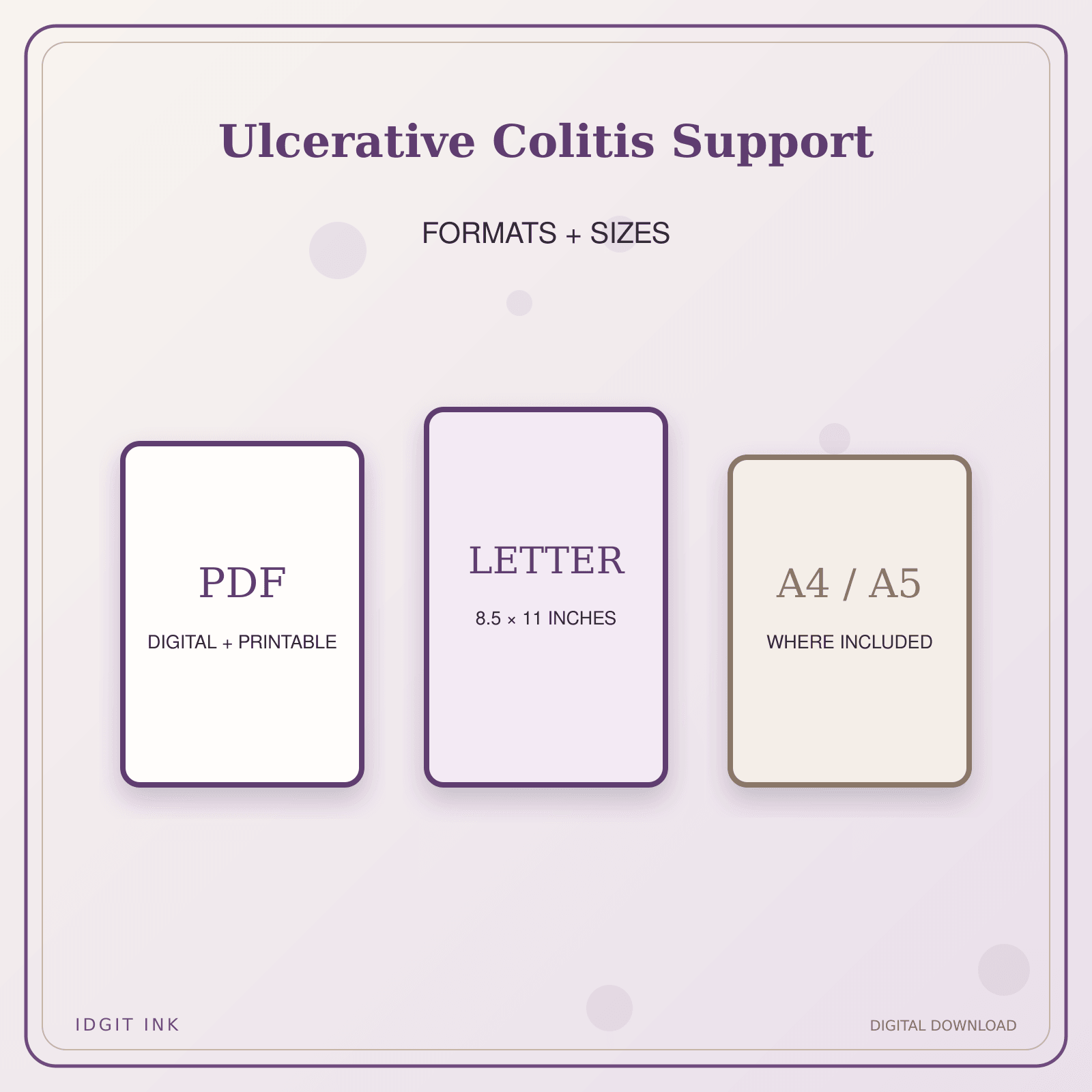 Idgit Ink Ulcerative Colitis Support deluxe journal and planner bundle — digital formats and available page sizes