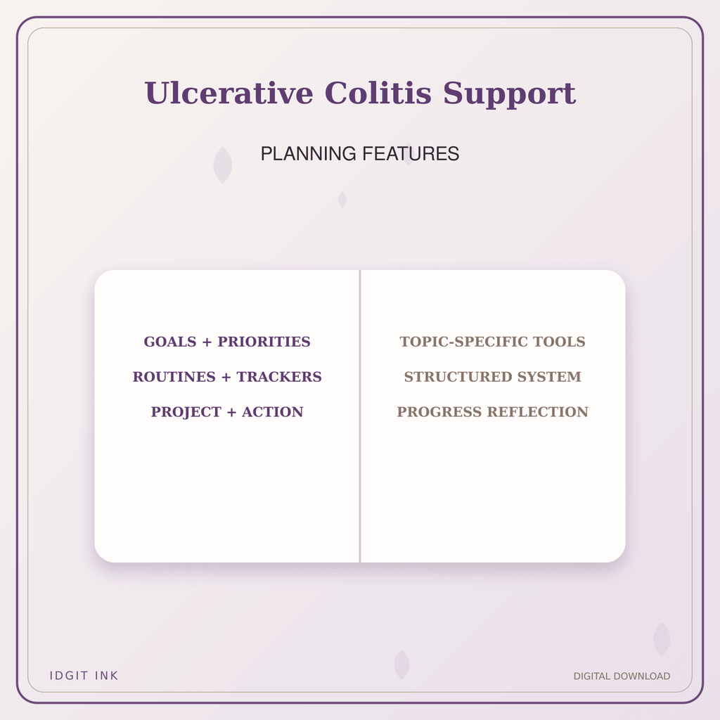 Idgit Ink Ulcerative Colitis Support deluxe journal and planner bundle — planner organization and planning features